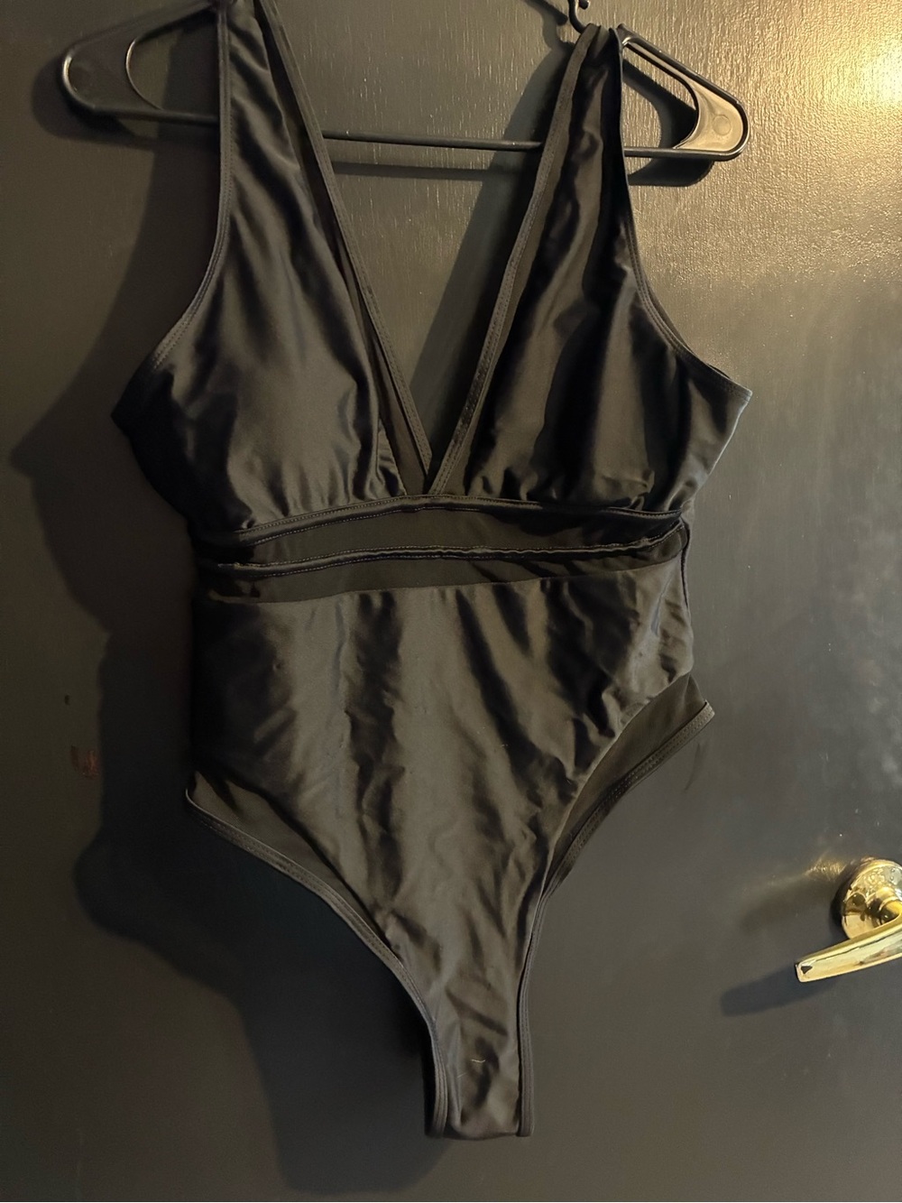 Black Mesh One-Piece Swimsuit